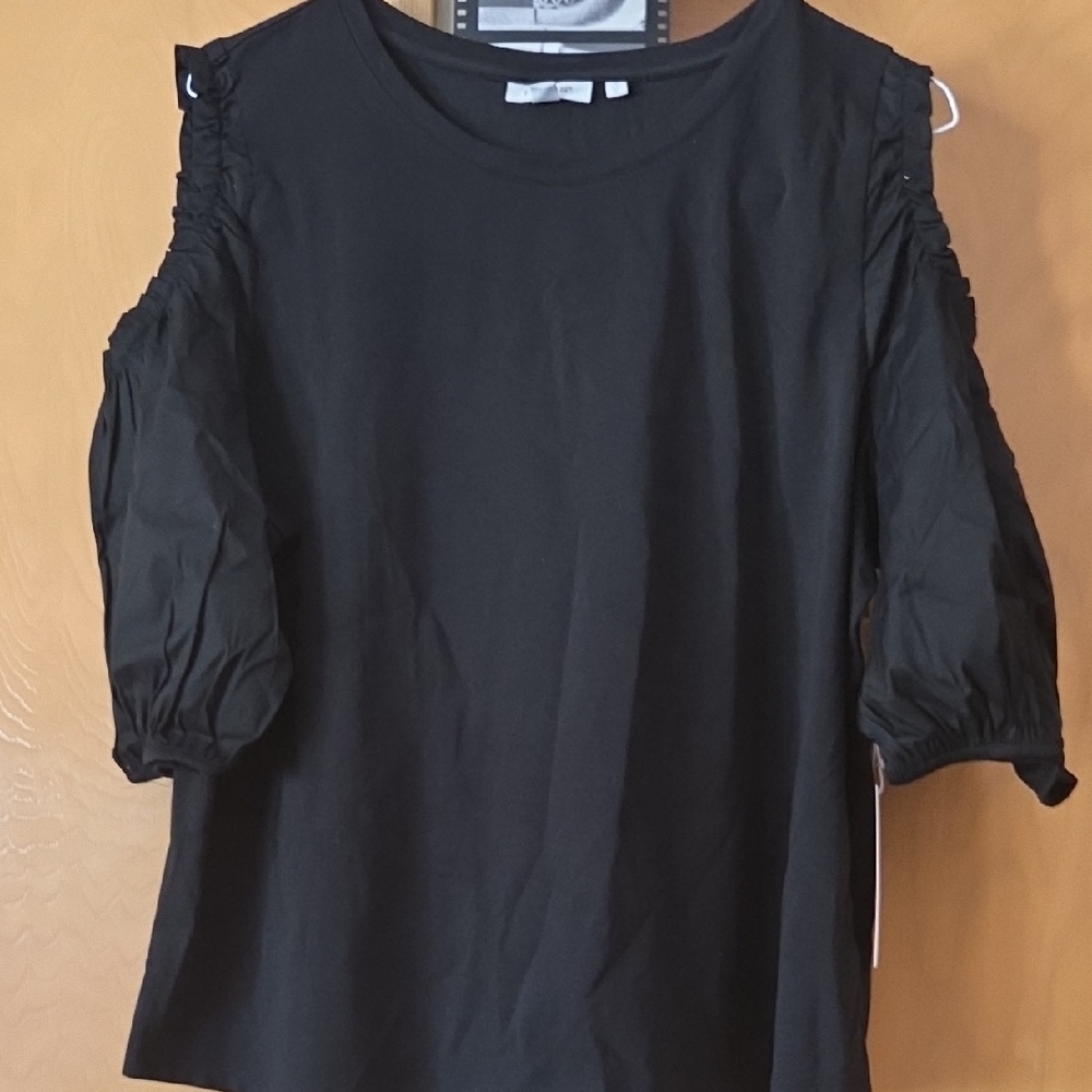 Chico's Elegant Black Cold Shoulder Blouse